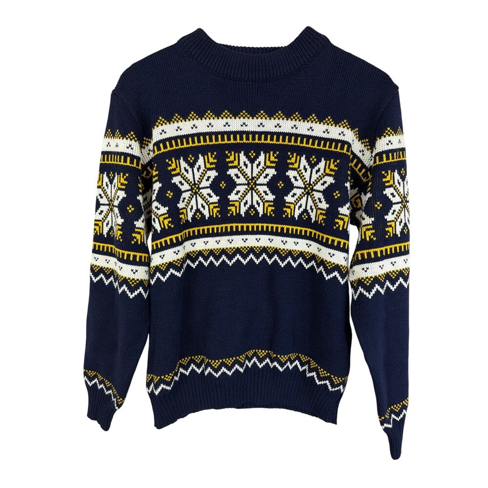 Vintage Silton California Navy Floral Crewneck Sweater Size M